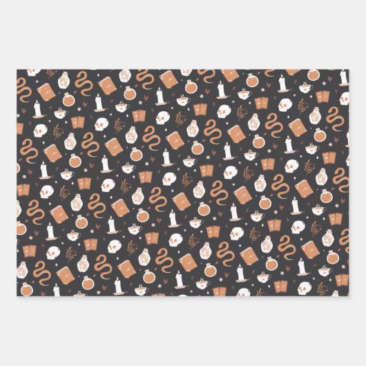 Mystic Boho Crystal Skull Snake Pattern Inpakpapier Vel (Voorkant)