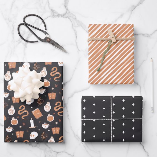 Mystic Boho Crystal Skull Snake Pattern Inpakpapier Vel (Voorkant)