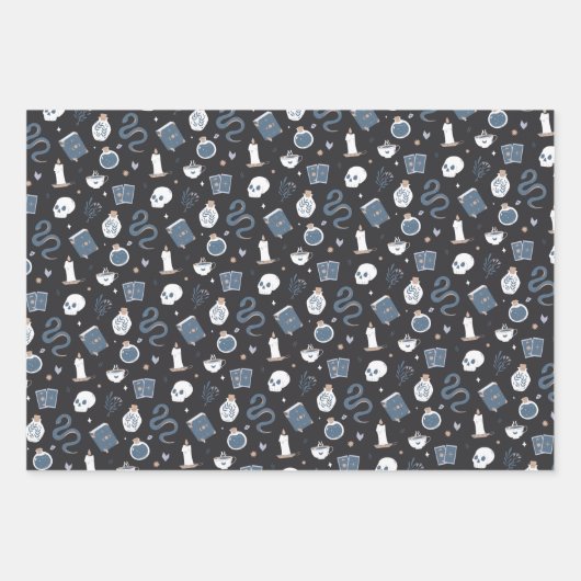 Mystic Boho Crystal Skull Snake Pattern Inpakpapier Vel (Voorkant)