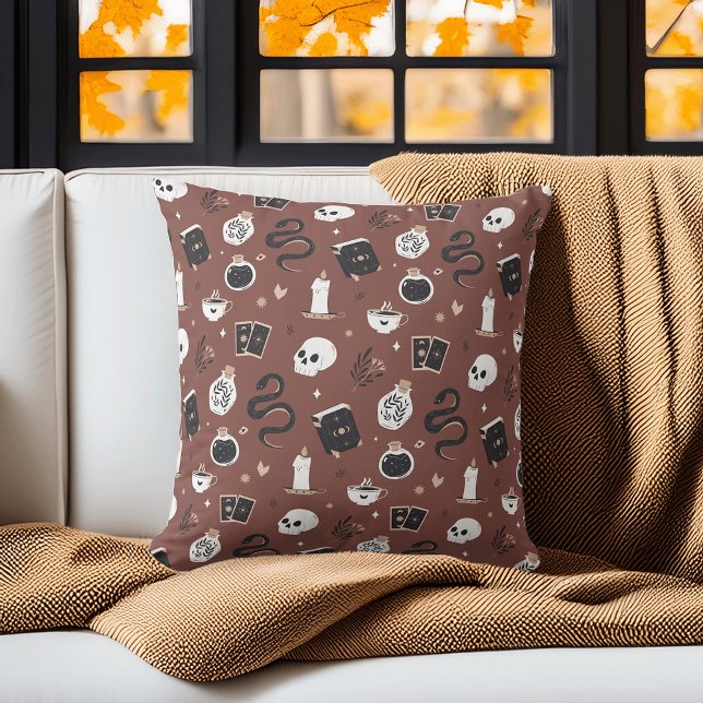 Mystic Boho Crystal Skull Snake Pattern Kussen (Creator heeft geüpload)