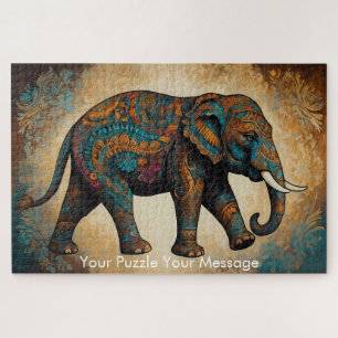 Mystic Boho Elephant Mandala Legpuzzel