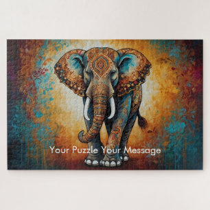 Mystic Boho Elephant Mandala Legpuzzel