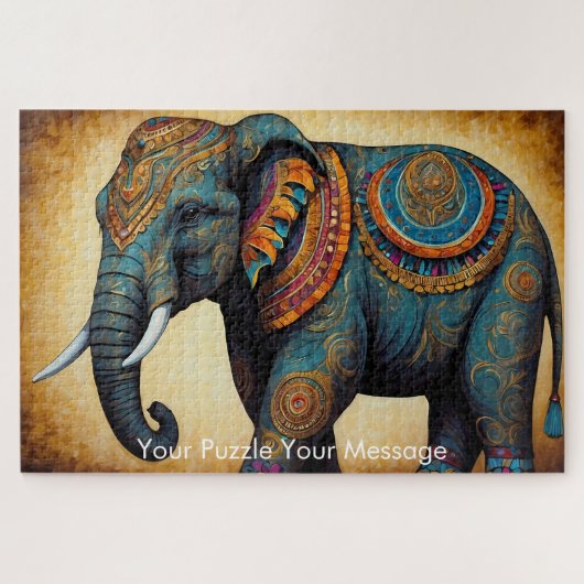 Mystic Boho Elephant Mandala Legpuzzel (Horizontaal)