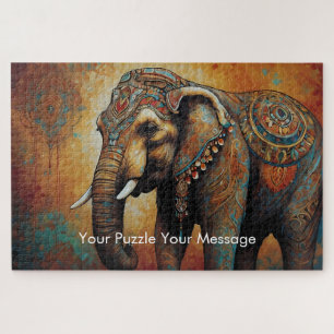 Mystic Boho Elephant Mandala Legpuzzel