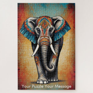 Mystic Boho Elephant Mandala Legpuzzel