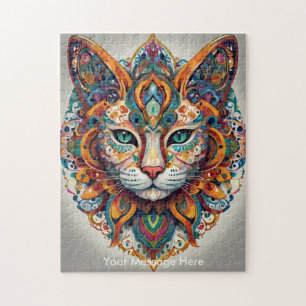 Mystic Boho Feline Cat Mandala Legpuzzel