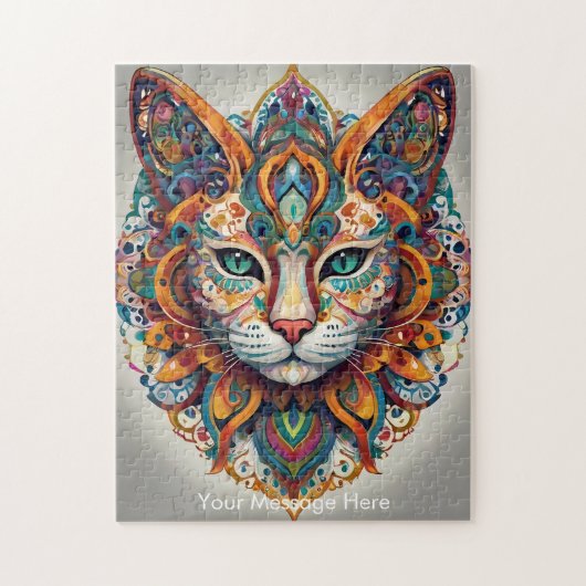 Mystic Boho Feline Cat Mandala Legpuzzel (Verticaal)