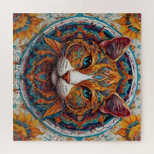 Mystic Boho Feline Cat Mandala Legpuzzel (Horizontaal)