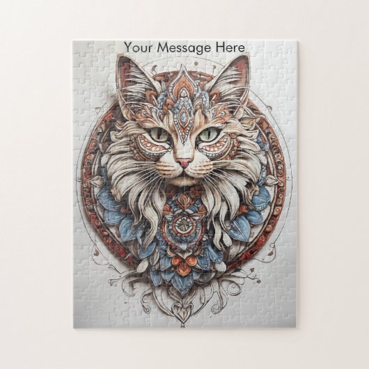 Mystic Boho Feline Cat Mandala Legpuzzel (Verticaal)