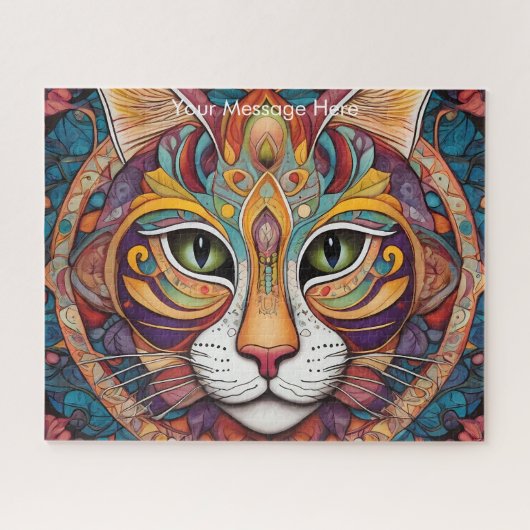 Mystic Boho Feline Cat Mandala Legpuzzel (Horizontaal)