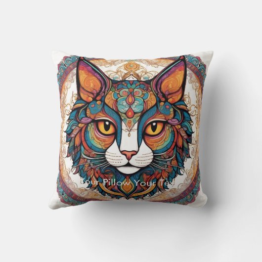 Mystic Boho Feline Mandala Kussen (Achterkant)