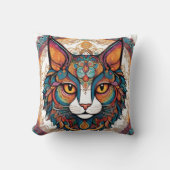 Mystic Boho Feline Mandala Kussen (Voorkant)