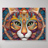 Mystic Boho Feline Mandala Poster (Voorkant)
