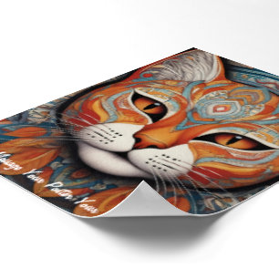 Mystic Boho Feline Mandala Poster