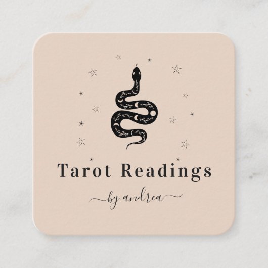 Mystic Boho Snake Moon Lunar Celestial Spiritueel Vierkante Visitekaartje (Voorkant)