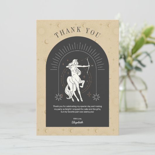 Mystic Boogschutter Zodiac Arch bedankje Kaart (Staand voorkant)