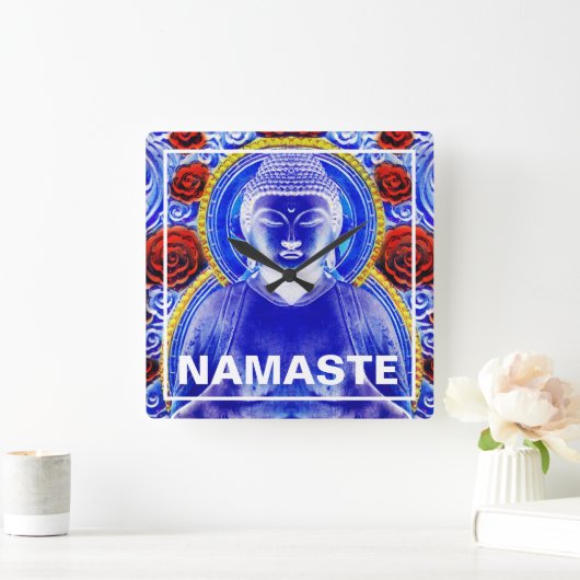 Mystic Buddha - Blue & Red Vierkante Klok (Huis)