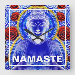 Mystic Buddha - Blue & Red Vierkante Klok