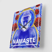 Mystic Buddha - Blue & Red Vierkante Klok (Hoek)