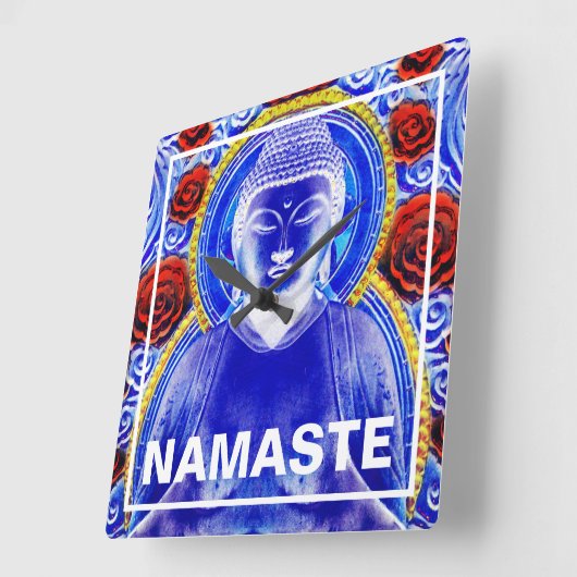 Mystic Buddha - Blue & Red Vierkante Klok (Hoek)