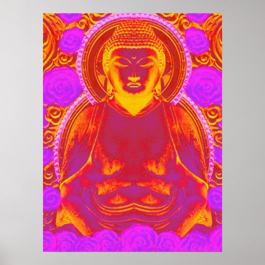 Mystic Buddha - Roze & Oranje levendige tonen Poster (Voorkant)