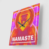 Mystic Buddha - Roze & Oranje Vierkante Klok (Hoek)