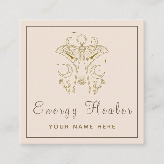 Mystic Butterfly Energy Healer Vierkante Visitekaartje (Voorkant)