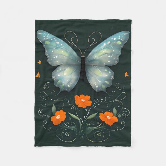 Mystic Butterfly Garden Fleece Deken (Voorkant)