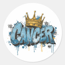 Mystic Cancer Zodiac Graffiti Airbrush met kroon Ronde Sticker