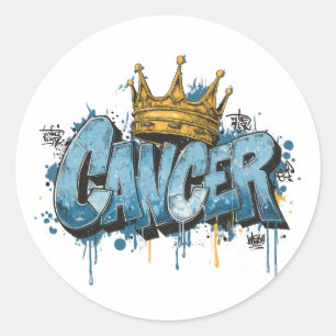 Mystic Cancer Zodiac Graffiti Airbrush met kroon Ronde Sticker