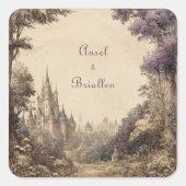 Mystic Castle Forest bruiloft Vierkante Sticker (Voorkant)