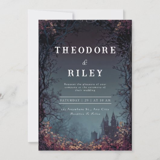 Mystic Castle Huwelijksuitnodiging Kaart (Voorkant)