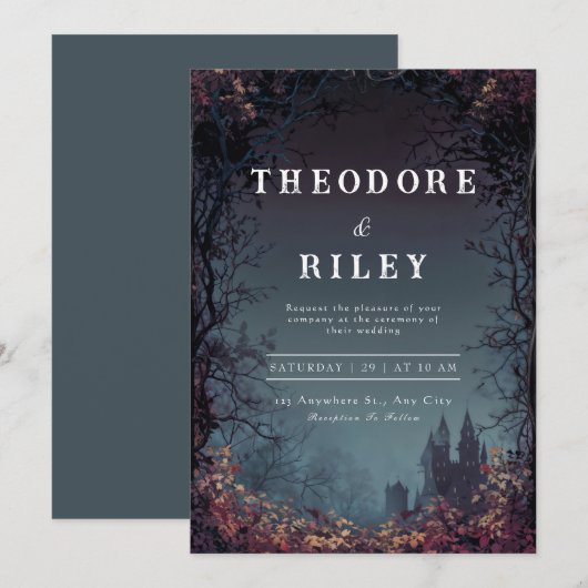 Mystic Castle Huwelijksuitnodiging Kaart (Voorkant / Achterkant)