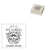 Mystic Cat, Aangepaste Ex Libris Boek Rubberstempel (Gestempeld)