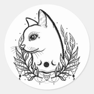 Mystic Cat Blijf Magisch Halloween Magische Moonph Ronde Sticker