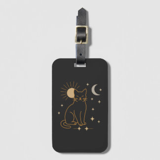 Mystic Cat Luggage Tag – Minimalist Celestial Line Bagagelabel