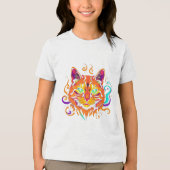Mystic Cat – Neonfarbene Katze Tri-Blend Shirt (Voorkant)