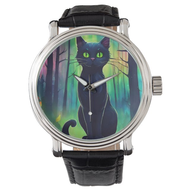 Mystic Cat of the Northern Lights Horloge (Voorkant)
