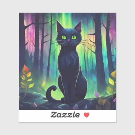 Mystic Cat of the Northern Lights Sticker (Vel)