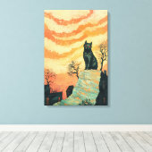 Mystic Cat - Sunset Art Canvas Afdruk (Insitu (Houten vloer))
