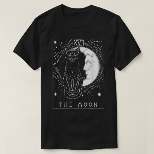Mystic Cat Tarot | The Moon Card Art T-shirt (Design voorkant)