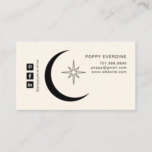 Mystic Celestial Business Card Template Visitekaartje (Achterkant)