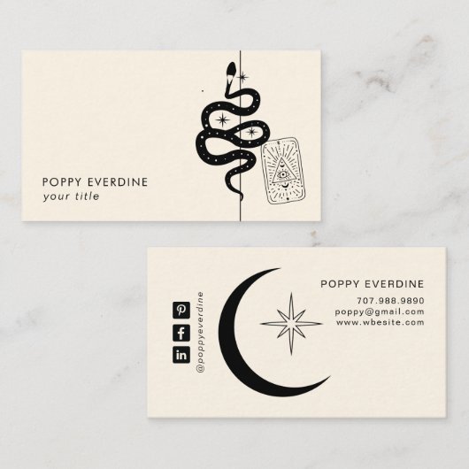 Mystic Celestial Business Card Template Visitekaartje (Voorkant / Achterkant)