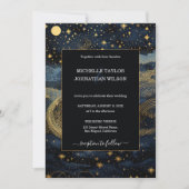Mystic Celestial Midnight Blue Gouden Sterren Maan Kaart (Voorkant)