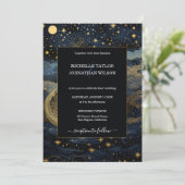 Mystic Celestial Midnight Blue Gouden Sterren Maan Kaart (Staand voorkant)