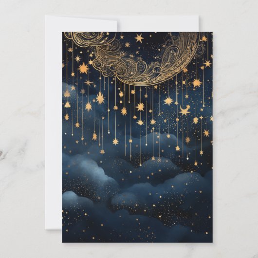 Mystic Celestial Midnight Blue Gouden Sterren Maan Kaart (Achterkant)