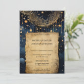 Mystic Celestial Midnight Blue Gouden Sterren Maan Kaart (Staand voorkant)