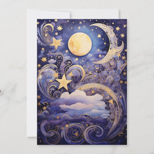Mystic Celestial Midnight Blue Gouden Sterren Maan Kaart