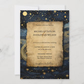 Mystic Celestial Midnight Blue Gouden Sterren Maan Kaart (Voorkant)