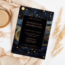 Mystic Celestial Midnight Blue Gouden Sterren Maan Kaart